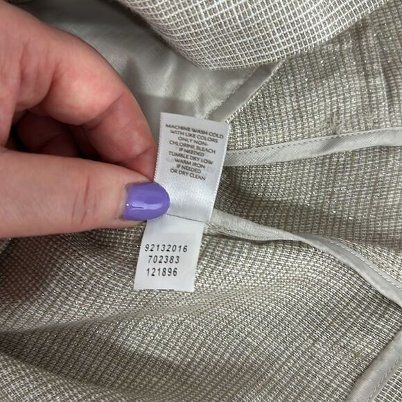 J. Jill Beige Linen Blend Metallic Shimer 3/4 Sleeve Light Jacket Size L - Picture 8 of 13